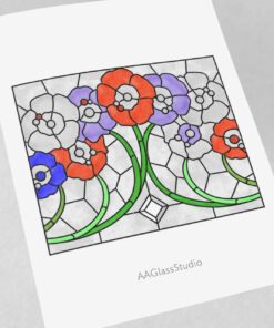 Beautiful Art Nouveau Stained Glass Window Flowers - window decor