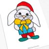 Elated Cute Bunny Christmas Stained Glass Art - window decor