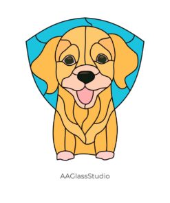 Doggy Golden Retriever Stained Glass Pattern - window decor