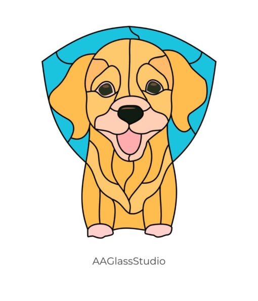 Doggy Golden Retriever Stained Glass Pattern - window decor