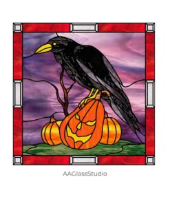 Captivating Stained Glass Crow Pattern: Festive Elegance - window decor