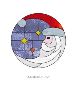 Magical Santa Stained Glass Moon – Festive Night Sky Charm - window decor