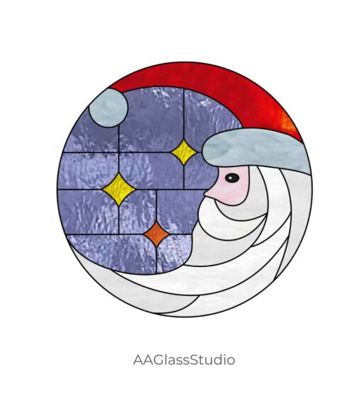 Magical Santa Stained Glass Moon – Festive Night Sky Charm - window decor