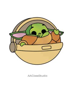 Little Yoda In a Basket: Star Wars Stained Glass - window decor