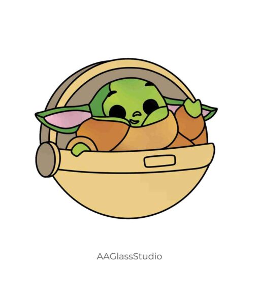 Little Yoda In a Basket: Star Wars Stained Glass - window decor