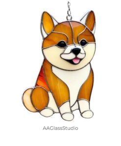 shiba inu stained glass suncatcher: gift