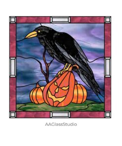 stained glass crow pattern: Halloween decor