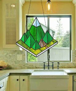 Mountains Scene: stained glass for kitchen