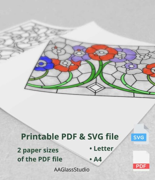 3 Art Nouveau Printable PDF and SVG pattern