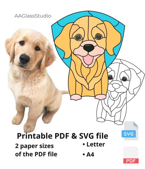 golden retriever printable pdf and svg: Dog pattern from photo