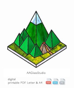 Stained Glass Pattern Mountain: Isometric Glass Decor