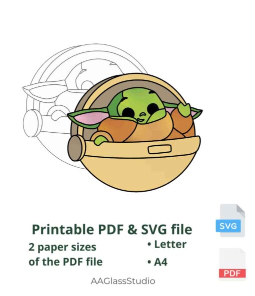 yoda printable pdf and svg: Gift for teenager