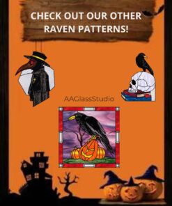 stained glass raven patterns: Halloween decor