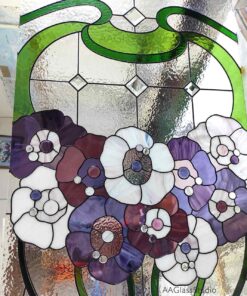 art nouveau stained glass windows flowers