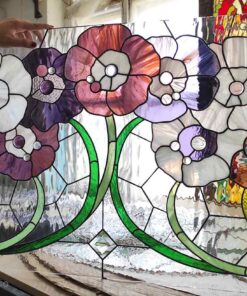 Flowers - art nouveau window art glass