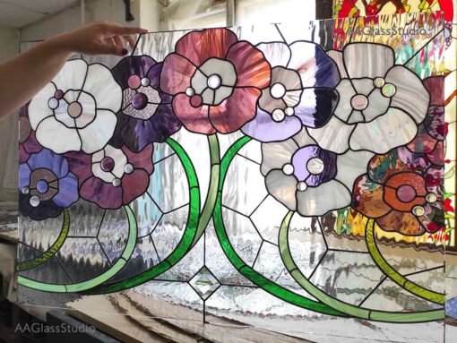 Flowers - art nouveau window art glass