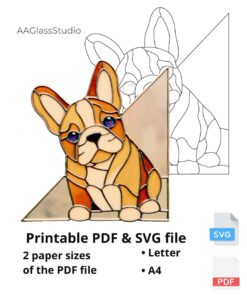 bulldog printable pdf and svg: Dog pattern from photo