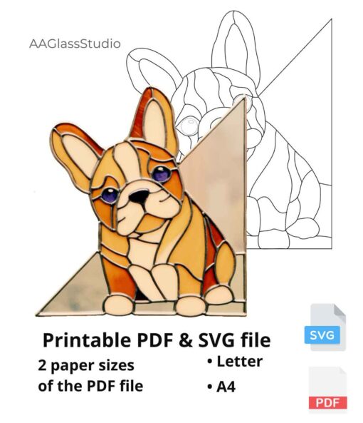 bulldog printable pdf and svg: Dog pattern from photo