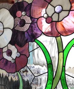 horizontal stained glass window panels - flowers