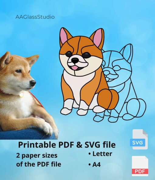 shiba inu printable pdf and svg: custom dog pattern