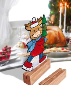 Cute Deer: stained glass Christmas table decor