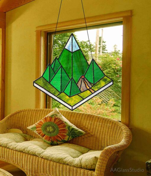 Illusion 3d: stained glass landscape