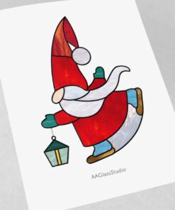 Festive Christmas Gnome Stained Glass Pattern - window decor