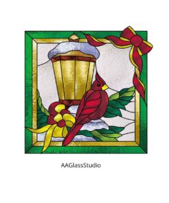 Elegant Stained Glass Christmas Lamp with Cardinal - window decor