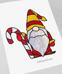 Enchanting Santa Gnome Stained Glass Designs Christmas - window decor