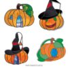 Bright Stained Glass Pumpkin Pattern Set Of 4 - window decor