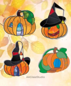 stained glass pumpkin pattern Autumn decor