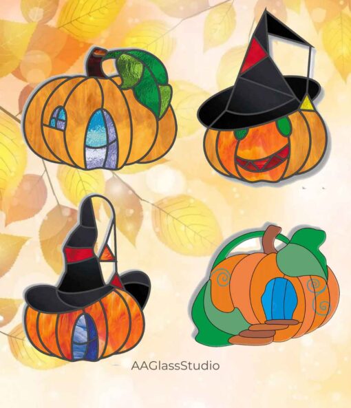 stained glass pumpkin pattern Autumn decor