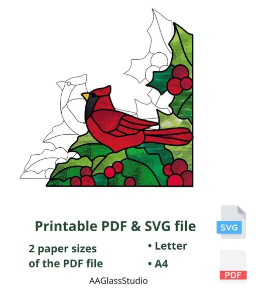 Free Printable Cardinal Graphgan Patterns.pdf Festive Christmas Patterns For Stained Glass: Cardinal Corner ...
