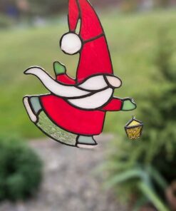 Christmas gnome stained glass pattern