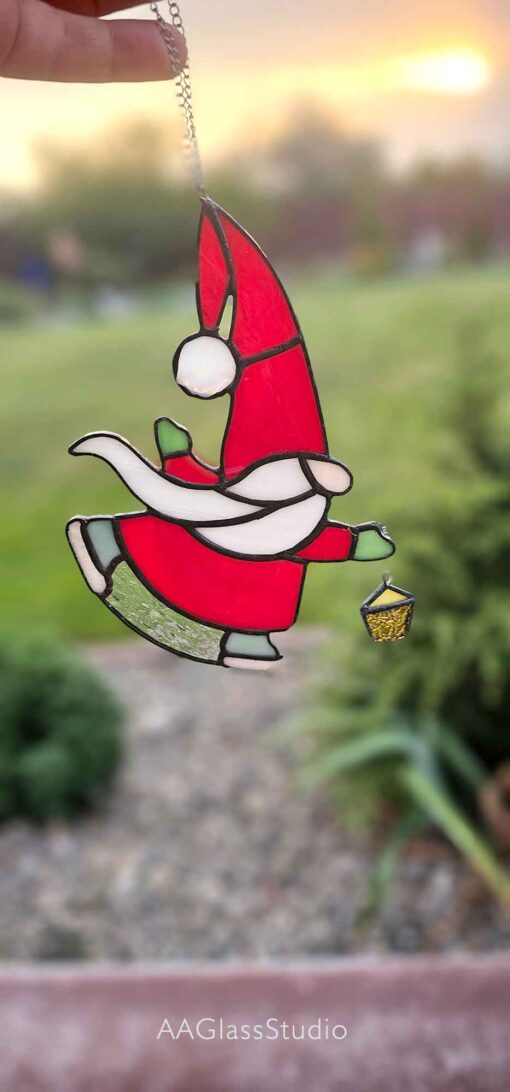 Christmas gnome stained glass pattern