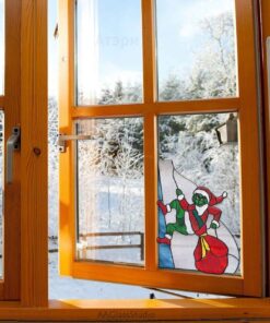 Grinch stain glass windows: corner design suncatcher