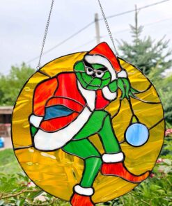 round suncatcher: grinch stained glass