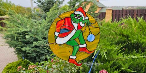 stained glass grinch: wide