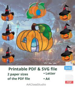 pumpkin stained glass printable pdf set