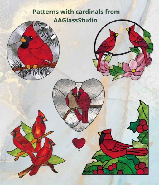 stained glass Christmas ideas: The Cardinal Family