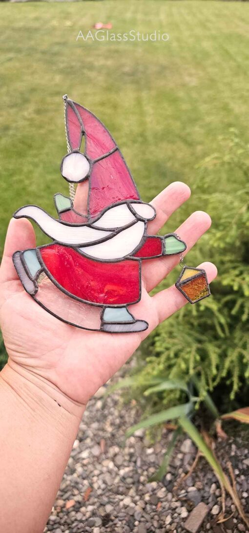 stained glass gnome pattern