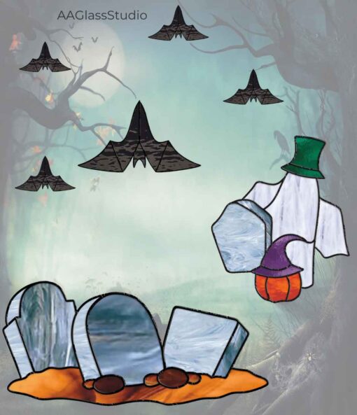 stained glass Halloween decor: Set of 3