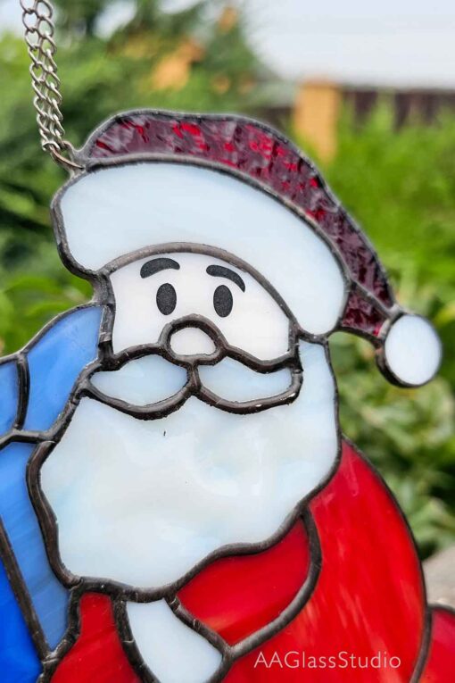 stained glass santa claus suncatcher