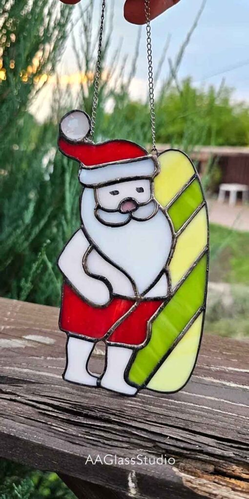 stained glass santa claus