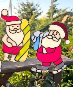 stained glass santa ornaments