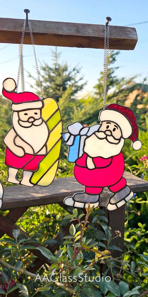 stained glass santa ornaments