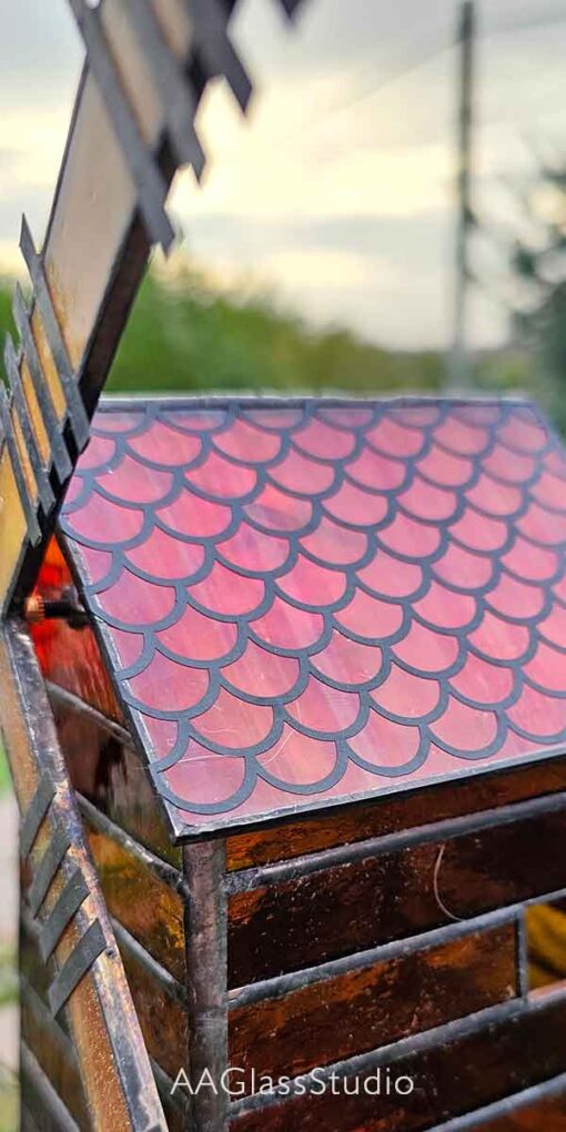 3d stained glass windmill roof