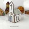 3d stained glass pattern: white church