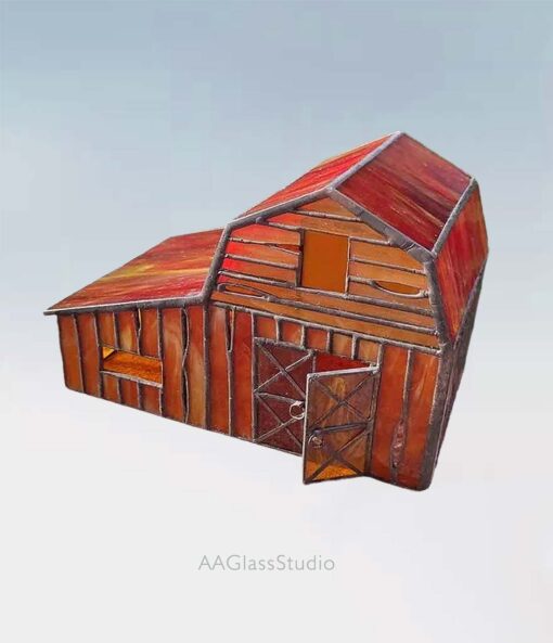 3d stained glass pattern: country barn