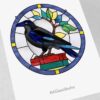 Wise Raven Stained Glass Pattern - window decor